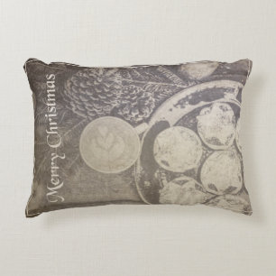 Vintage Christmas Motif with Cookies and Coffee Decorative Cushion
