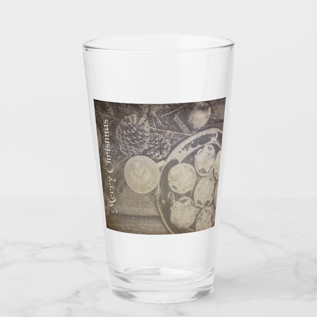 Vintage Christmas Motif with Cookies and Coffee Glass (Front)