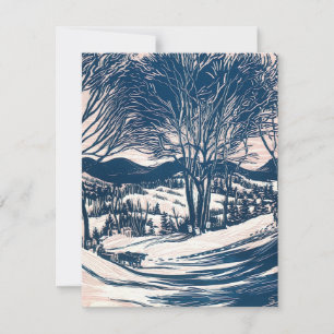 Vintage Christmas, Mountain Landscape Invitation