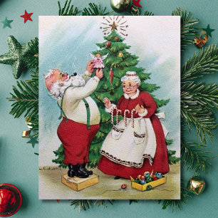 Vintage Christmas Mr And Mrs Claus Holiday Card