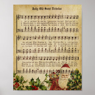 Vintage Christmas Music Decoupage Print