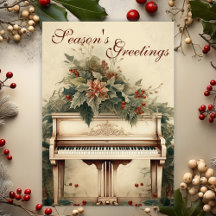 Vintage Christmas Music Grand Piano Greenery