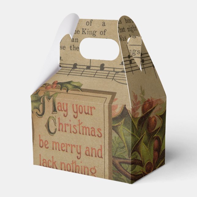 Vintage Christmas Music Sheet Holiday Favour Box (Front Side)