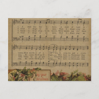 Vintage Christmas Music Sheet Holiday Postcard