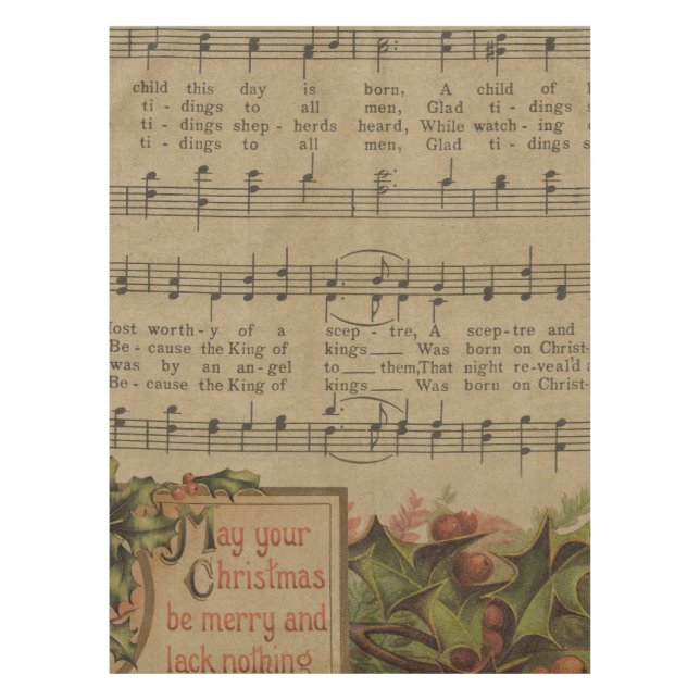 Vintage Christmas Music Sheet Holiday Tablecloth (Front)