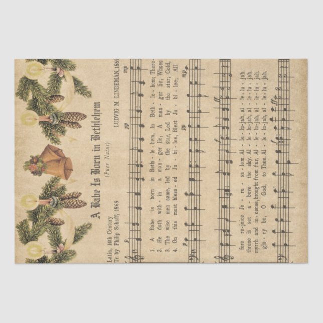 Vintage Christmas Music Tissue Paper (Front)