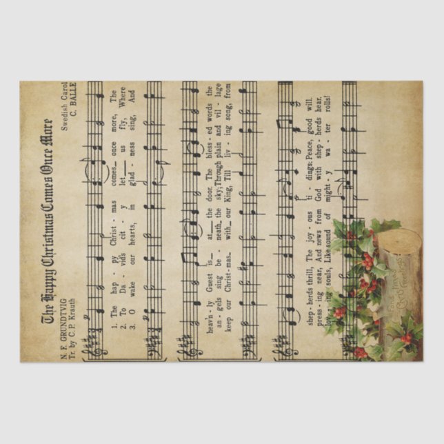 Vintage Christmas Music Tissue Paper (Front)