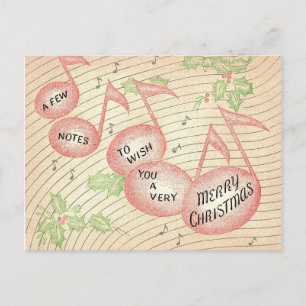 Vintage Christmas Musical Notes Postcard