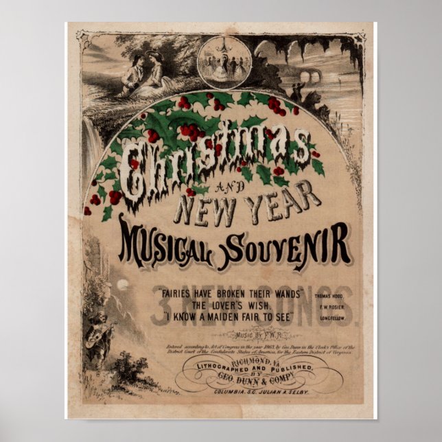 Vintage Christmas Musical poster decor (Front)