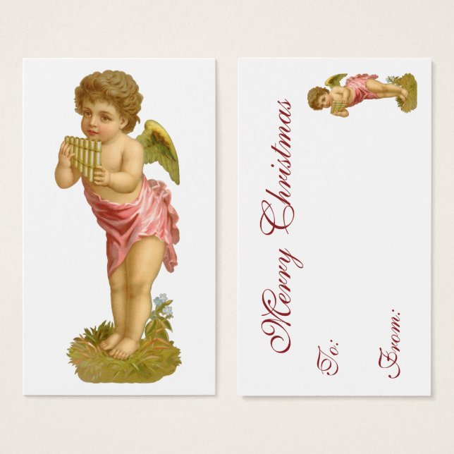 Vintage Christmas, Musician Angel with Pan Pipes (Front & Back)