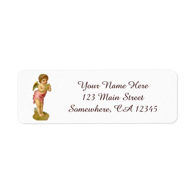 Vintage Christmas, Musician Angel with Pan Pipes (Front)