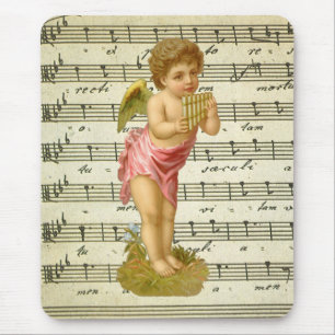Vintage Christmas, Musician Angel with Pan Pipes Mouse Mat
