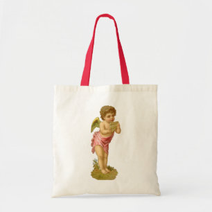 Vintage Christmas, Musician Angel with Pan Pipes Tote Bag