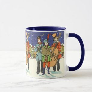 Vintage Christmas, Musicians Caroling with Music Mug