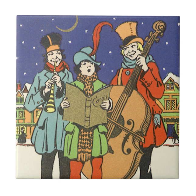 Vintage Christmas, Musicians Caroling with Music Tile (Front)