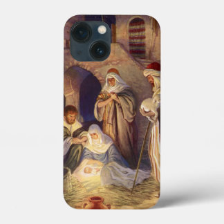 Vintage Christmas Nativity, 3 Shepherds and Jesus iPhone 13 Mini Case