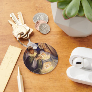 Vintage Christmas Nativity, 3 Shepherds and Jesus Key Ring