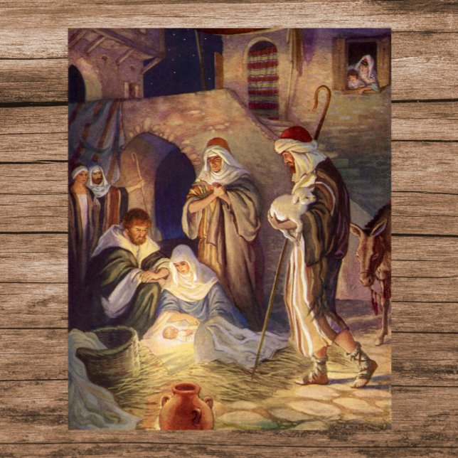 Vintage Christmas Nativity, 3 Shepherds and Jesus Poster (Creator Uploaded)