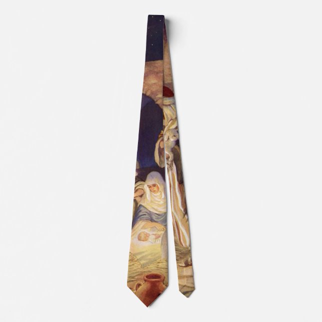 Vintage Christmas Nativity, 3 Shepherds and Jesus Tie (Front)