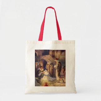 Vintage Christmas Nativity, 3 Shepherds and Jesus Tote Bag