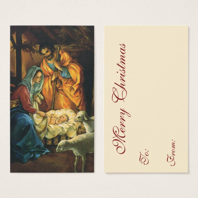 Vintage Christmas Nativity, Baby Jesus in Manger (Front & Back)