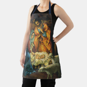 Vintage Christmas Nativity, Baby Jesus in Manger Apron