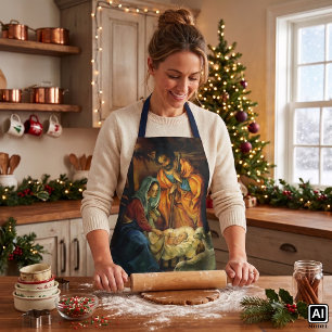 Vintage Christmas Nativity, Baby Jesus in Manger Apron