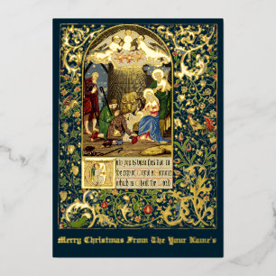 Vintage Christmas Nativity by Alfred Crispin Foil Holiday Card