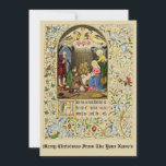 Vintage Christmas Nativity by Alfred Crispin Holiday Card<br><div class="desc">This is a digitally enhanced print from an antique Mediaeval illuminated style illustration of the Nativity by Alfred Trevor Crispin for the 1873 publication "A Christmas Carol". The text can be personalised and the background colour can be customised in this template.</div>