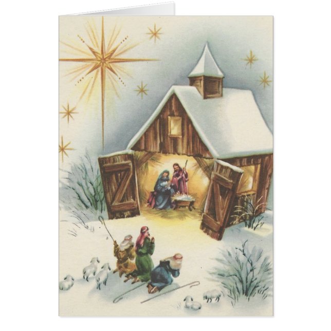 Vintage Christmas Nativity Card (Front)