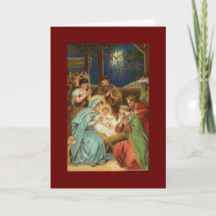 VINTAGE Christmas NATIVITY Holiday Card