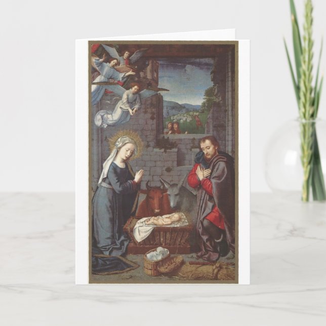 Vintage Christmas Nativity Holiday Card (Front)