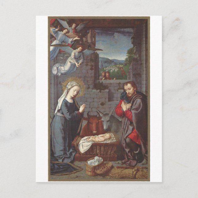 Vintage Christmas Nativity Holiday Postcard (Front)