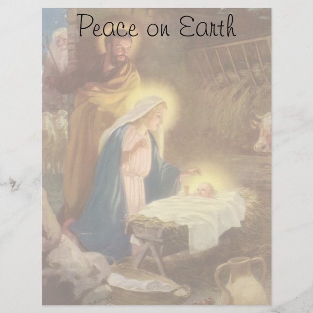 Vintage Christmas Nativity, Mary Joseph Baby Jesus (Front)