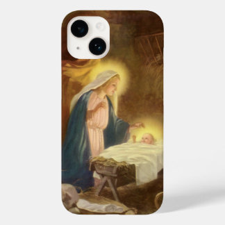 Vintage Christmas Nativity, Mary Joseph Baby Jesus Case-Mate iPhone 14 Case