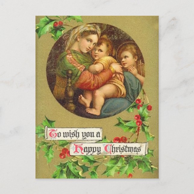 Vintage Christmas Nativity Postcard (Front)