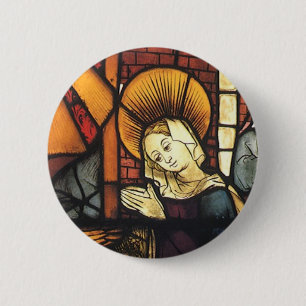 Vintage Christmas Nativity Scene in Stained Glass 6 Cm Round Badge