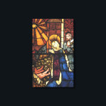 Vintage Christmas Nativity Scene in Stained Glass Canvas Print<br><div class="desc">Vintage illustration Merry Christmas holiday religious renaissance fine art design featuring a stained glass window. A Christianity religion nativity family scene with Mary, Joseph and the baby Jesus in the manger with the star of Bethlehem shining down on them. In Christian tradition, the Star of Bethlehem (or the Christmas Star)...</div>