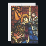 Vintage Christmas Nativity Scene in Stained Glass Holiday Card<br><div class="desc">Vintage illustration Merry Christmas holiday religious renaissance fine art design featuring a stained glass window. A Christianity religion nativity family scene with Mary, Joseph and the baby Jesus in the manger with the star of Bethlehem shining down on them. In Christian tradition, the Star of Bethlehem (or the Christmas Star)...</div>