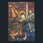 Vintage Christmas Nativity Scene in Stained Glass Tea Towel<br><div class="desc">Vintage illustration Merry Christmas holiday religious renaissance fine art design featuring a stained glass window. A Christianity religion nativity family scene with Mary, Joseph and the baby Jesus in the manger with the star of Bethlehem shining down on them. In Christian tradition, the Star of Bethlehem (or the Christmas Star)...</div>
