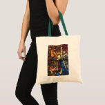 Vintage Christmas Nativity Scene in Stained Glass Tote Bag<br><div class="desc">Vintage illustration Merry Christmas holiday religious renaissance fine art design featuring a stained glass window. A Christianity religion nativity family scene with Mary, Joseph and the baby Jesus in the manger with the star of Bethlehem shining down on them. In Christian tradition, the Star of Bethlehem (or the Christmas Star)...</div>