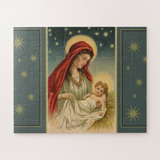 Vintage Christmas Nativity Scene Jigsaw Puzzle (Horizontal)