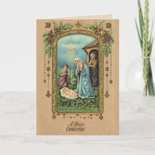 Vintage Christmas Nativity Virgin Mary Holiday Card