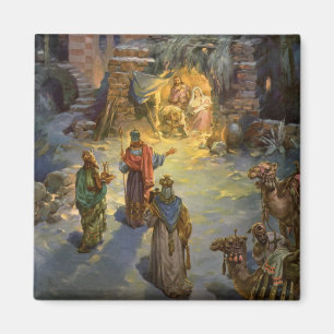 Vintage Christmas Nativity with Visiting Magi Magnet