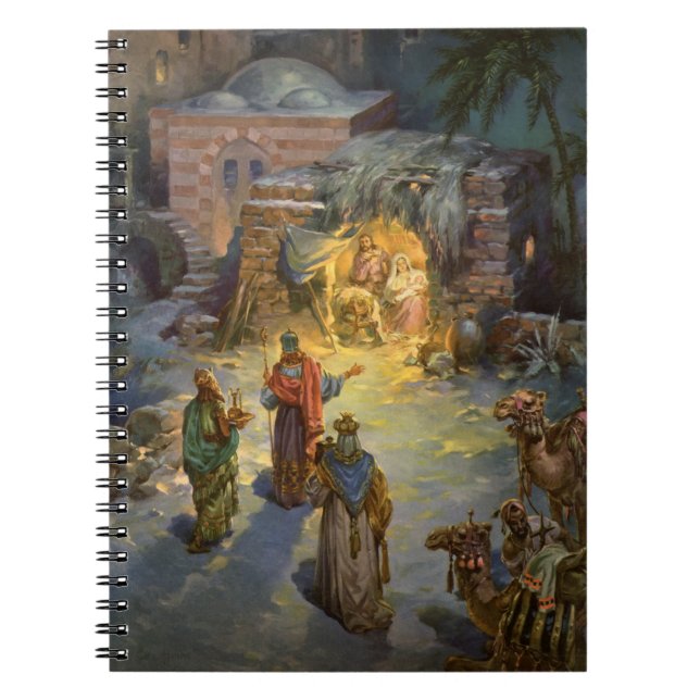 Vintage Christmas Nativity with Visiting Magi Notebook (Front)