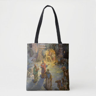 Vintage Christmas Nativity with Visiting Magi Tote Bag
