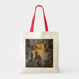 Vintage Christmas Nativity with Visiting Magi Tote Bag