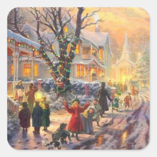 Vintage Christmas Neighbourhood Square Sticker