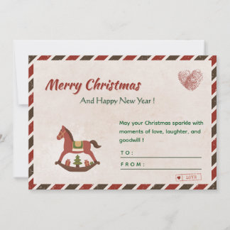 🎄🌸Vintage Christmas & New Year Card with Horse