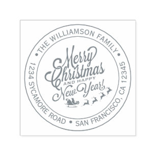 Vintage Christmas New Year Round Return Address Se Self-inking Stamp